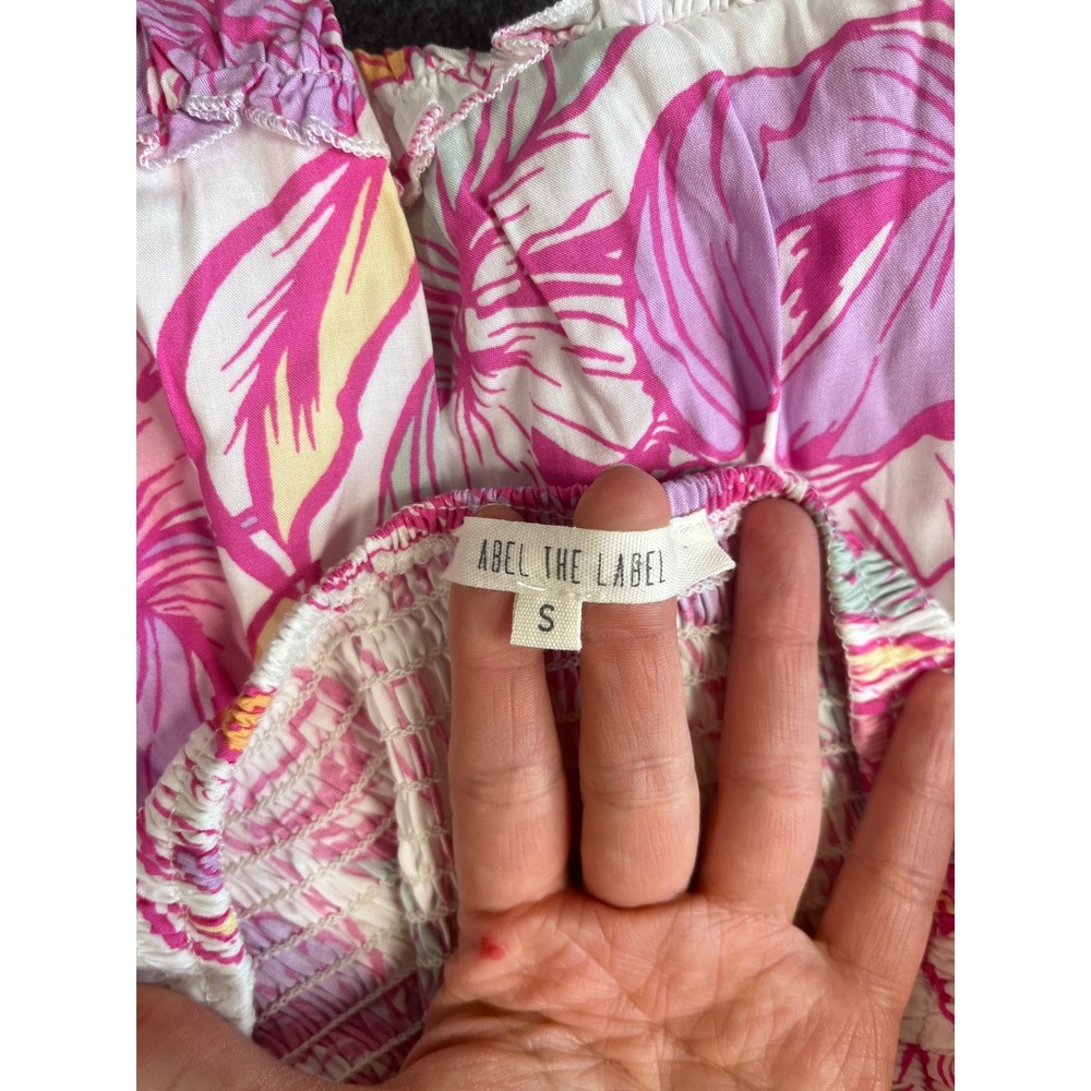 Abel The Label Pink Floral Smocked Strapless Maxi Dress Small Boho Resort Wear - Picture 4 of 8